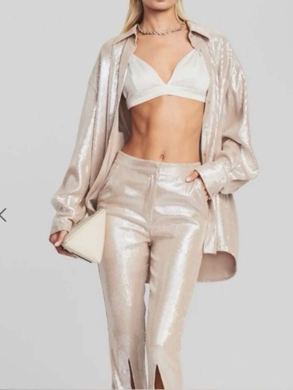Retrofete - Sequin Oversized Shirt - Champagne - Sz L